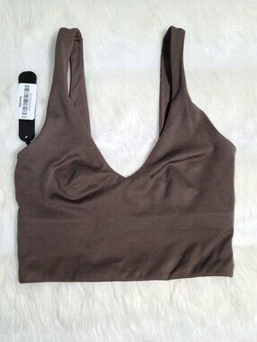 Nike SKIMS Matte V Neck Longline Tank Brown Dark Sepia Women XXS NEW